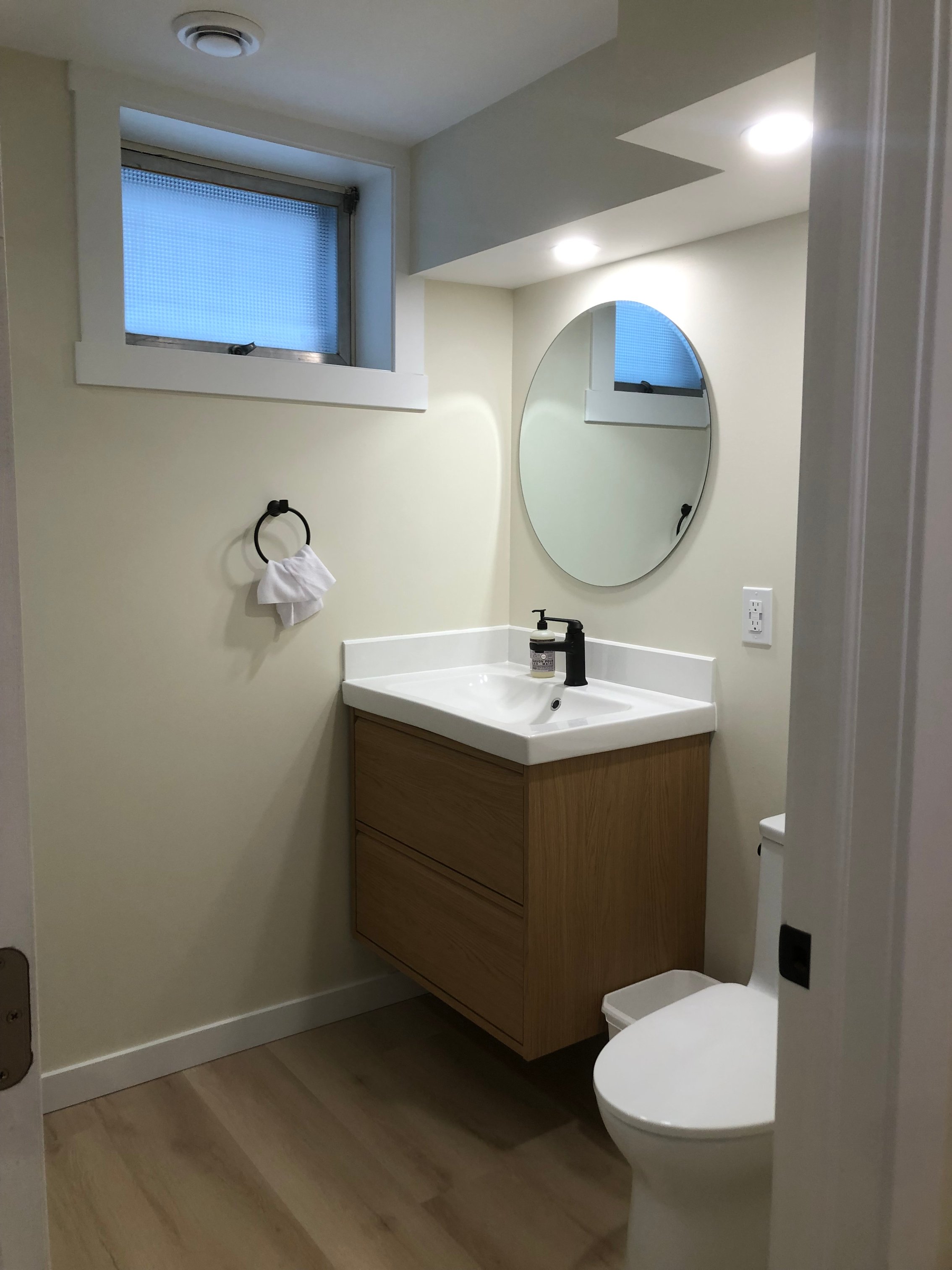 Yellow painted bathroom